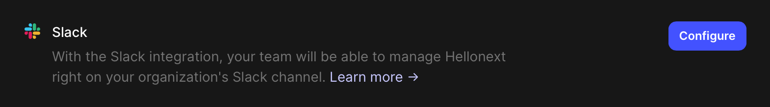 Integrate Hellonext with Slack - Step 1