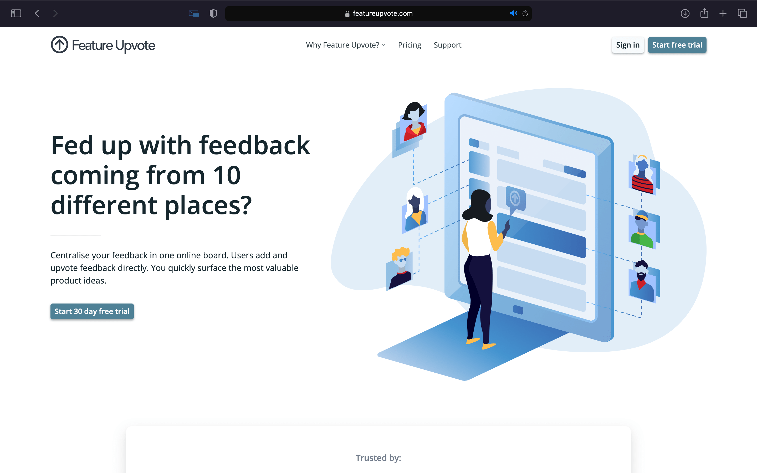Feature upvote for feedback collection