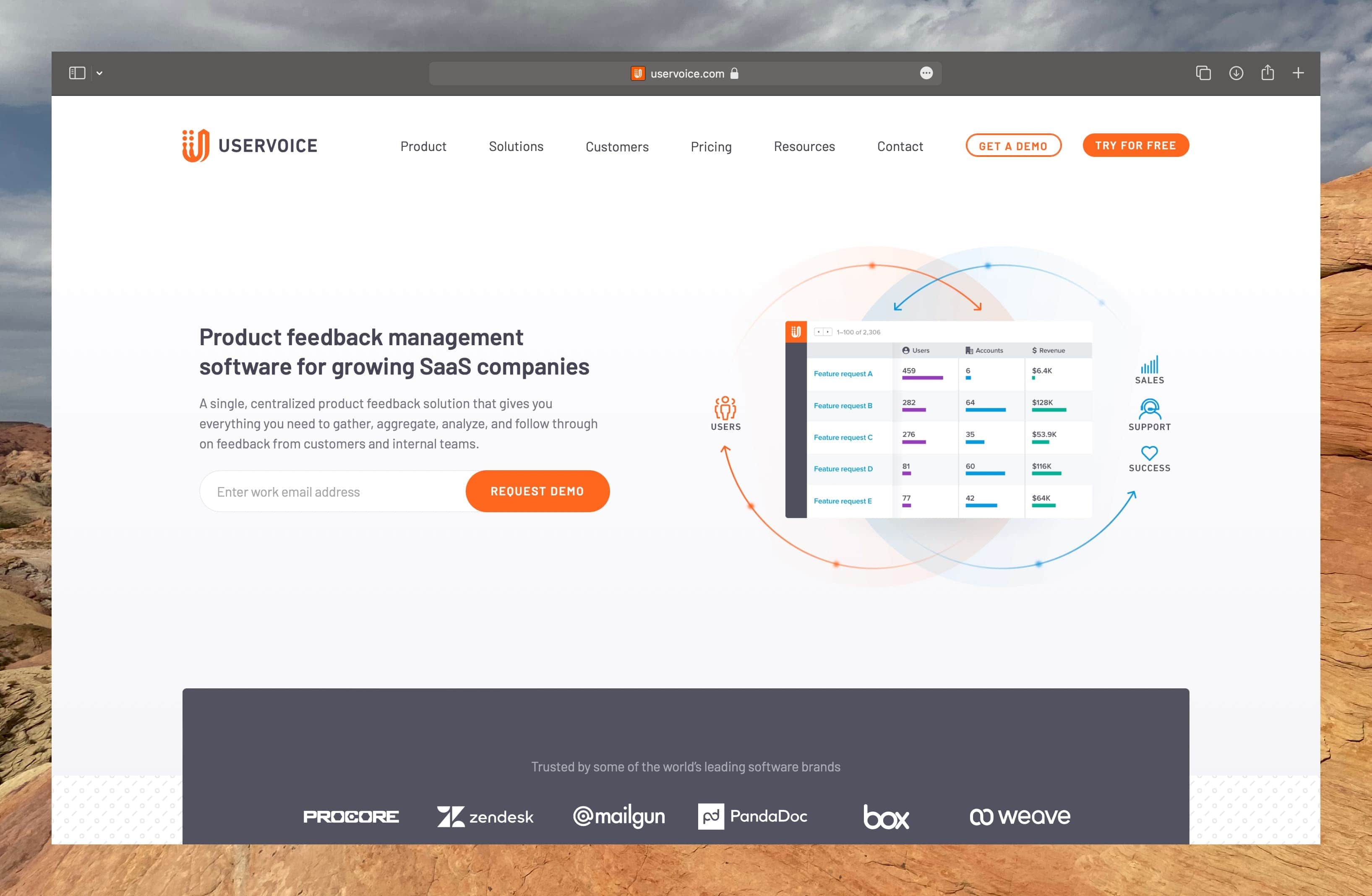 UserVoice for customer feedback