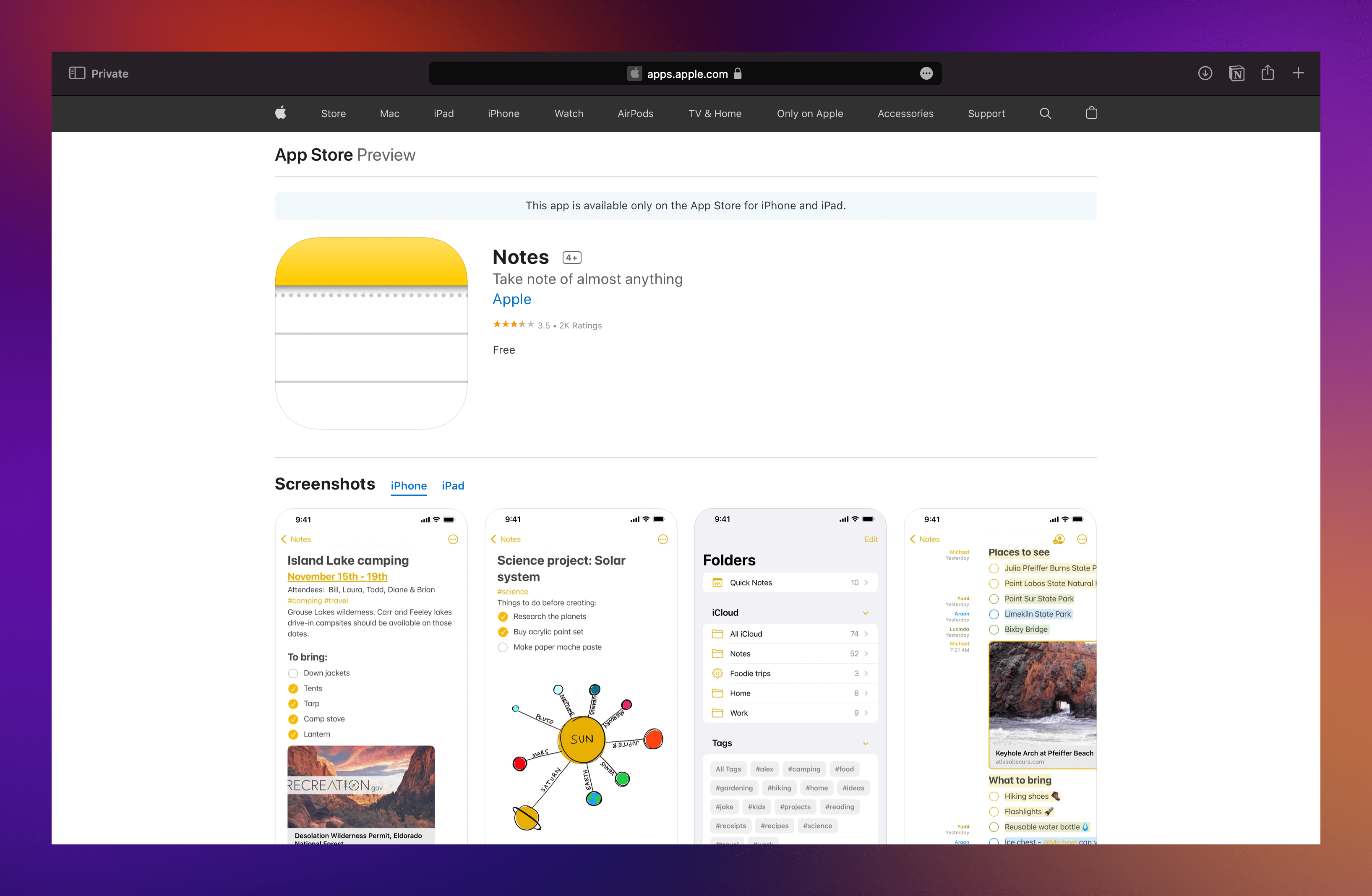 Apple Notes for product management
